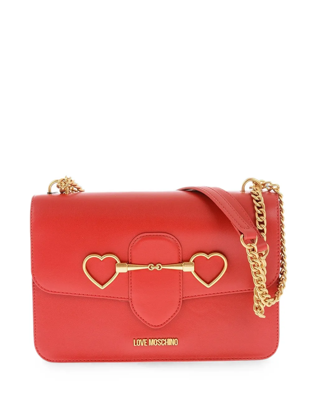 Moschino heart-motif chain-strap shoulder bag - Red