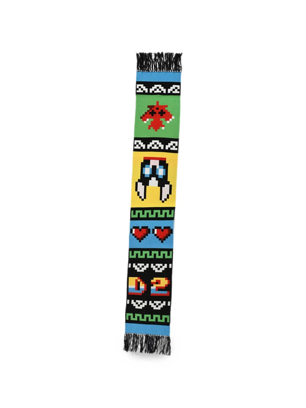 DSQUARED2 Gaming logo-jacquard fringed scarf - Blau