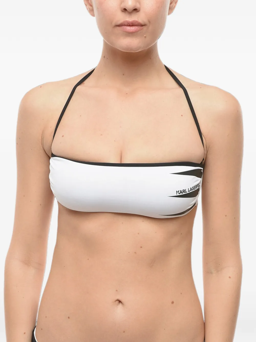 Karl Lagerfeld Bandeau-Bikinioberteil mit Logo - Weiß