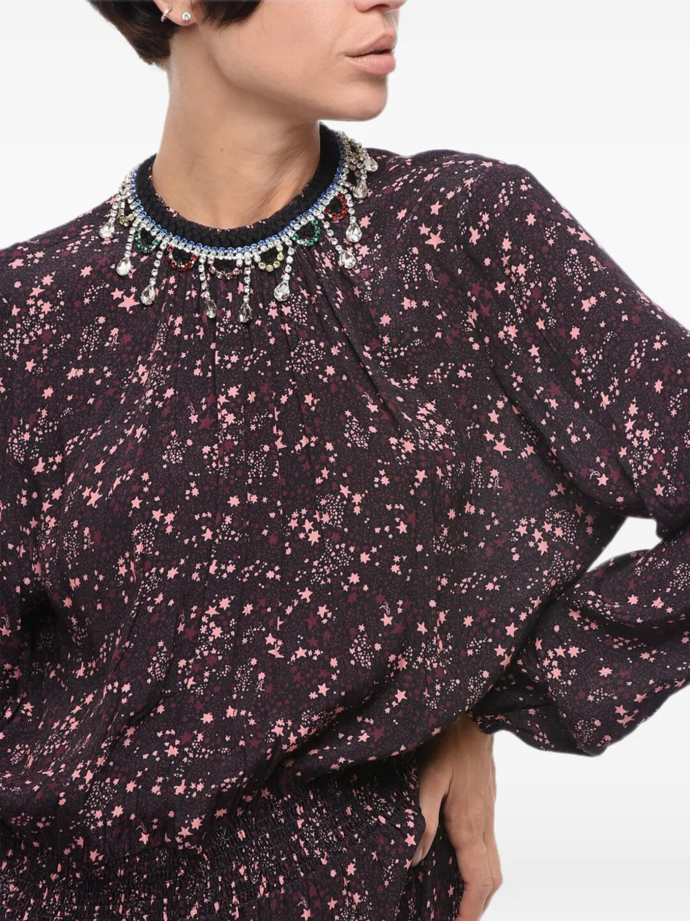 DSQUARED2 crystal-embellished star-print mini dress Zwart