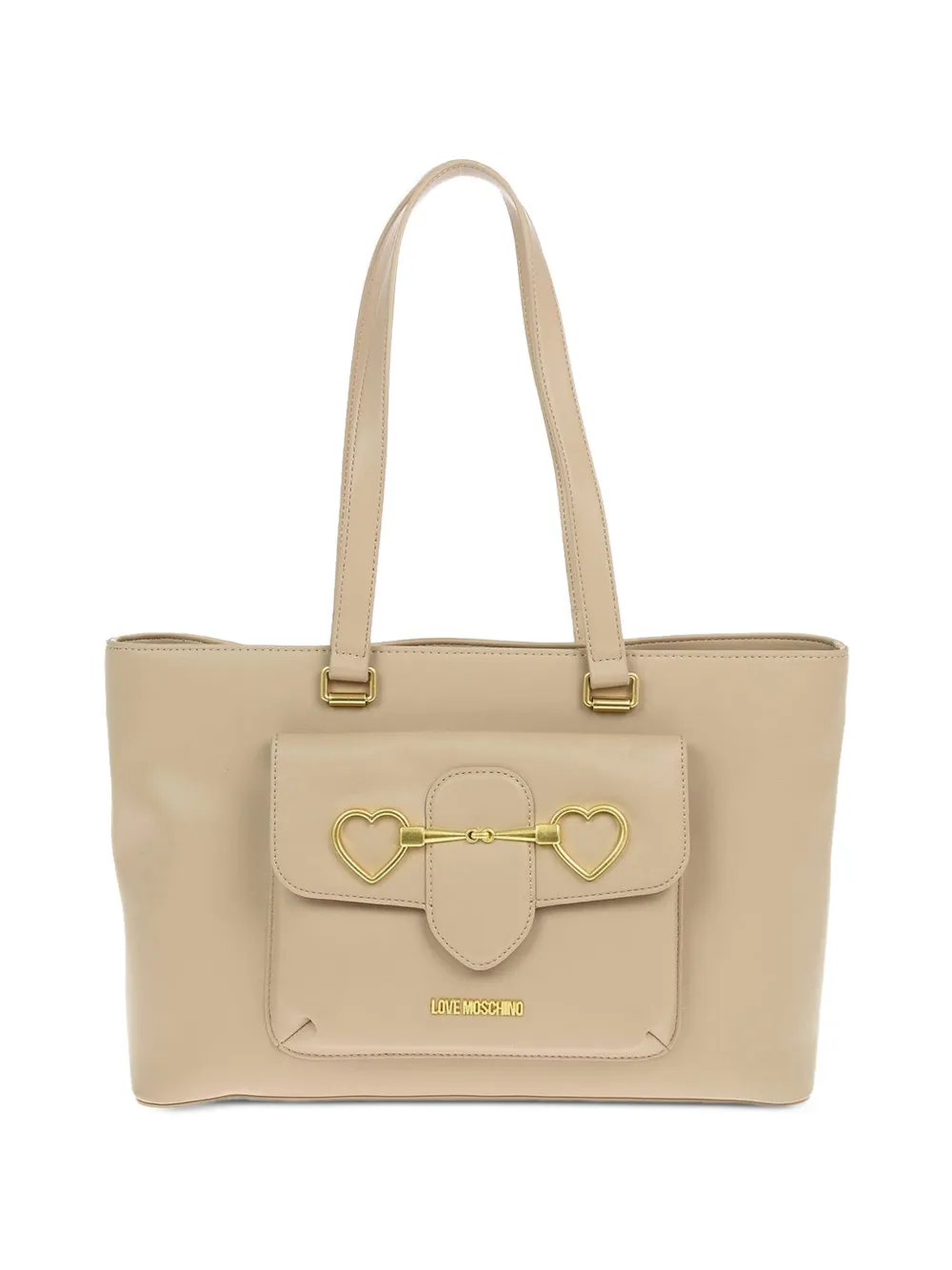 Moschino heart-clasp pocket shoulder bag - Neutrals