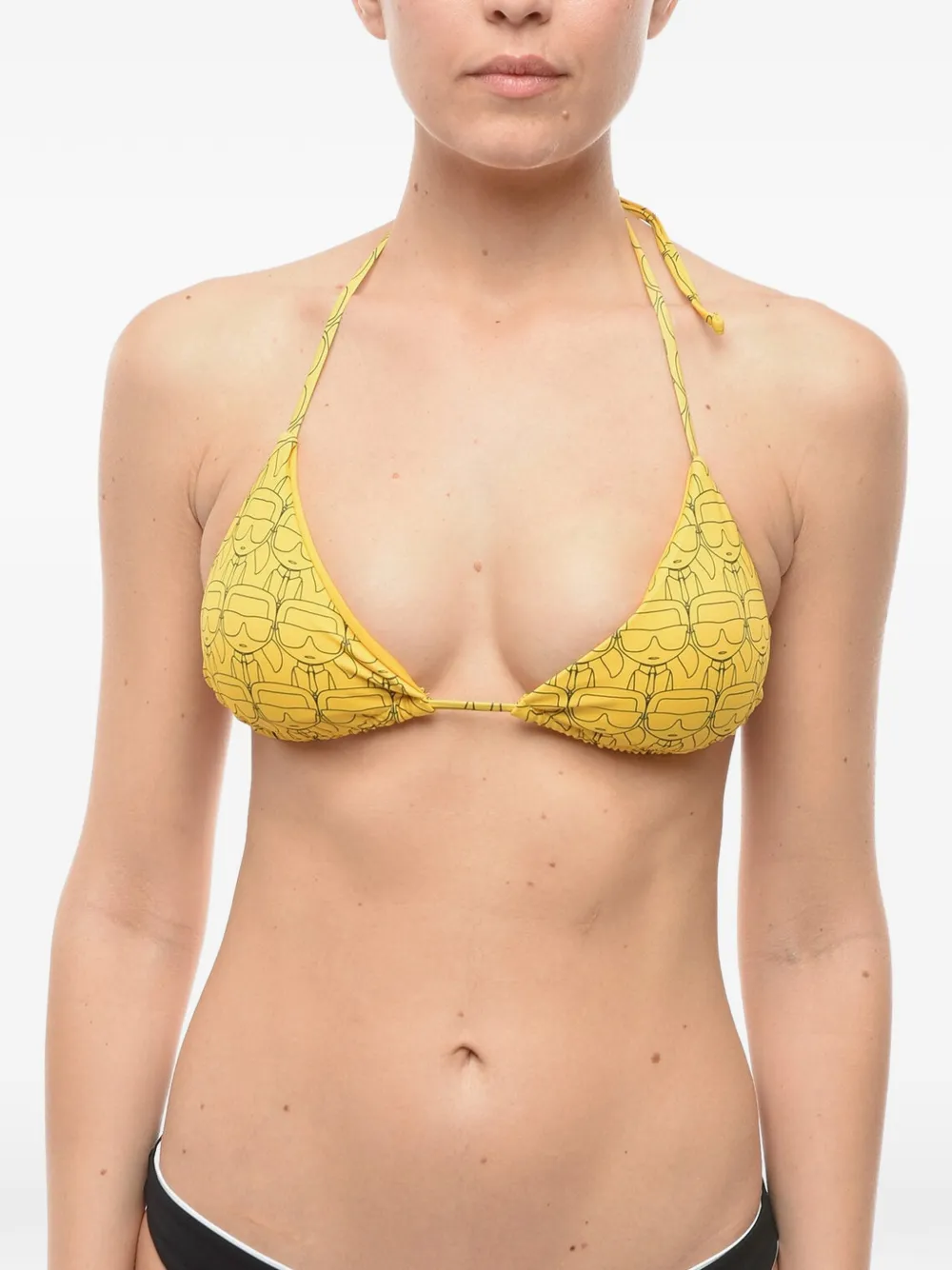 Karl Lagerfeld Triangel-Bikinioberteil mit Logo-Print - Gelb