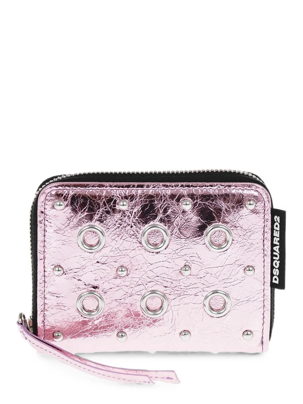 Dsquared2 Eyelet-embellished Studded Wallet In Pink