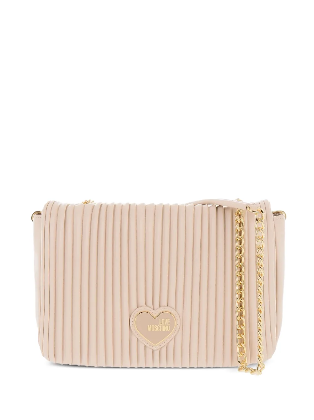 Love Moschino pleated heart-plaque shoulder bag - Nude