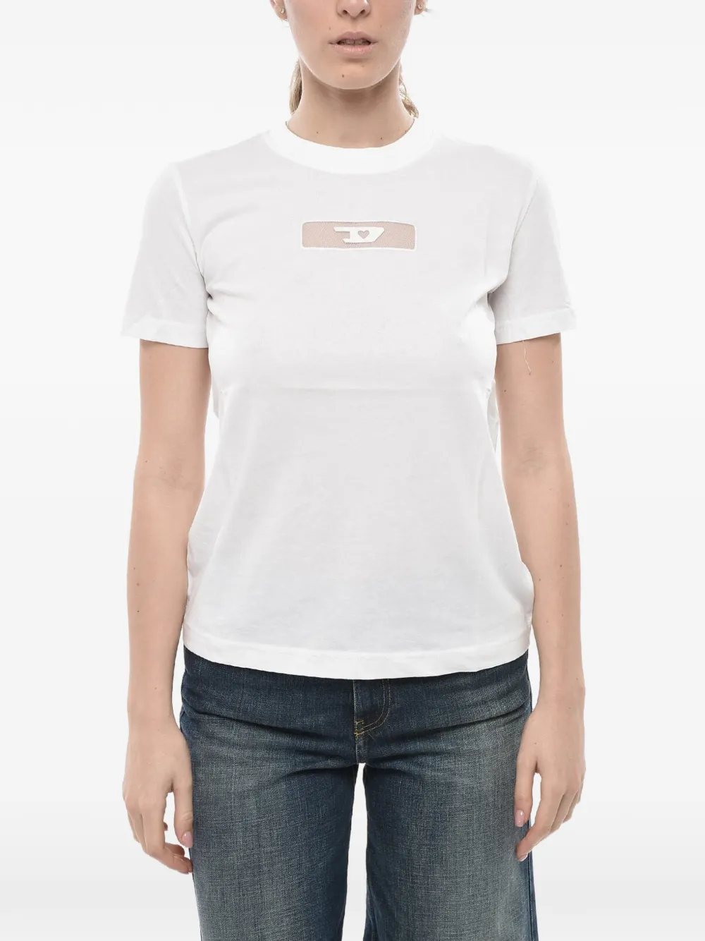 Diesel tulle-detail logo-patch T-shirt - Weiß