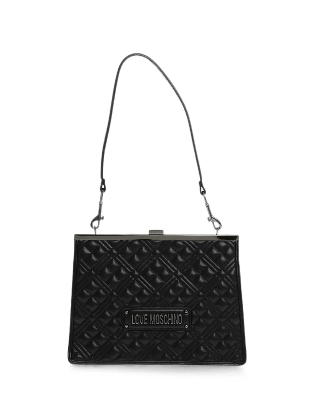 Moschino quilted logo-plaque shoulder bag - Black