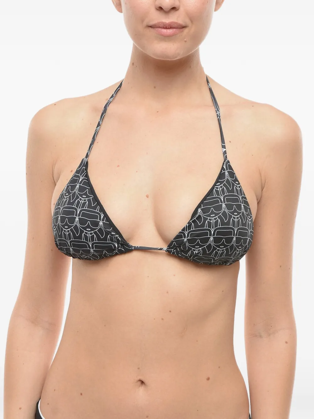 Karl Lagerfeld Triangel-Bikini mit Logo-Print - Schwarz