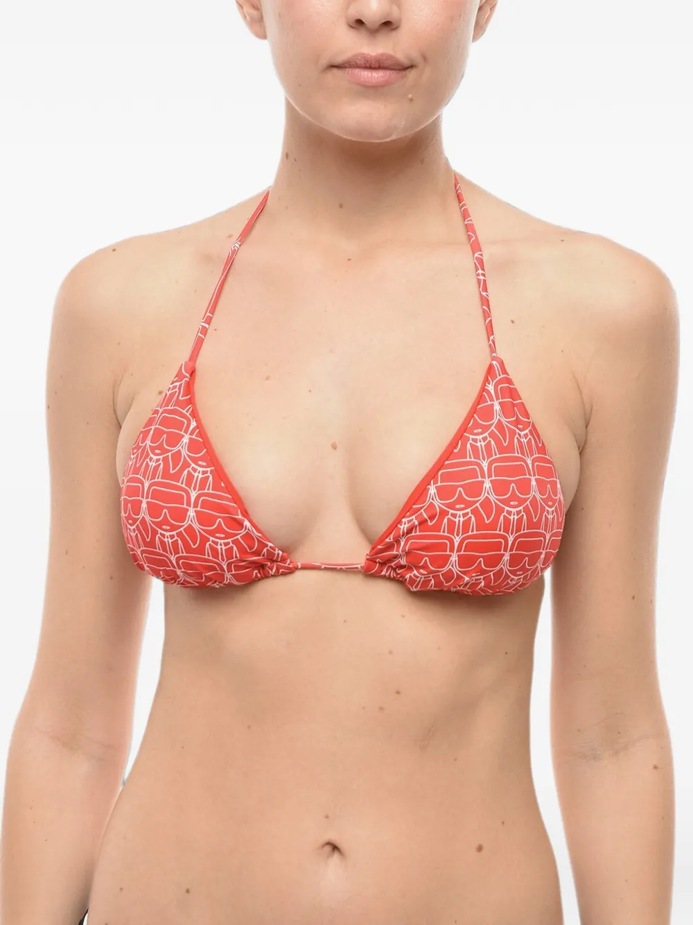 Karl Lagerfeld Triangel-Bikinioberteil mit Logo-Print - Rot