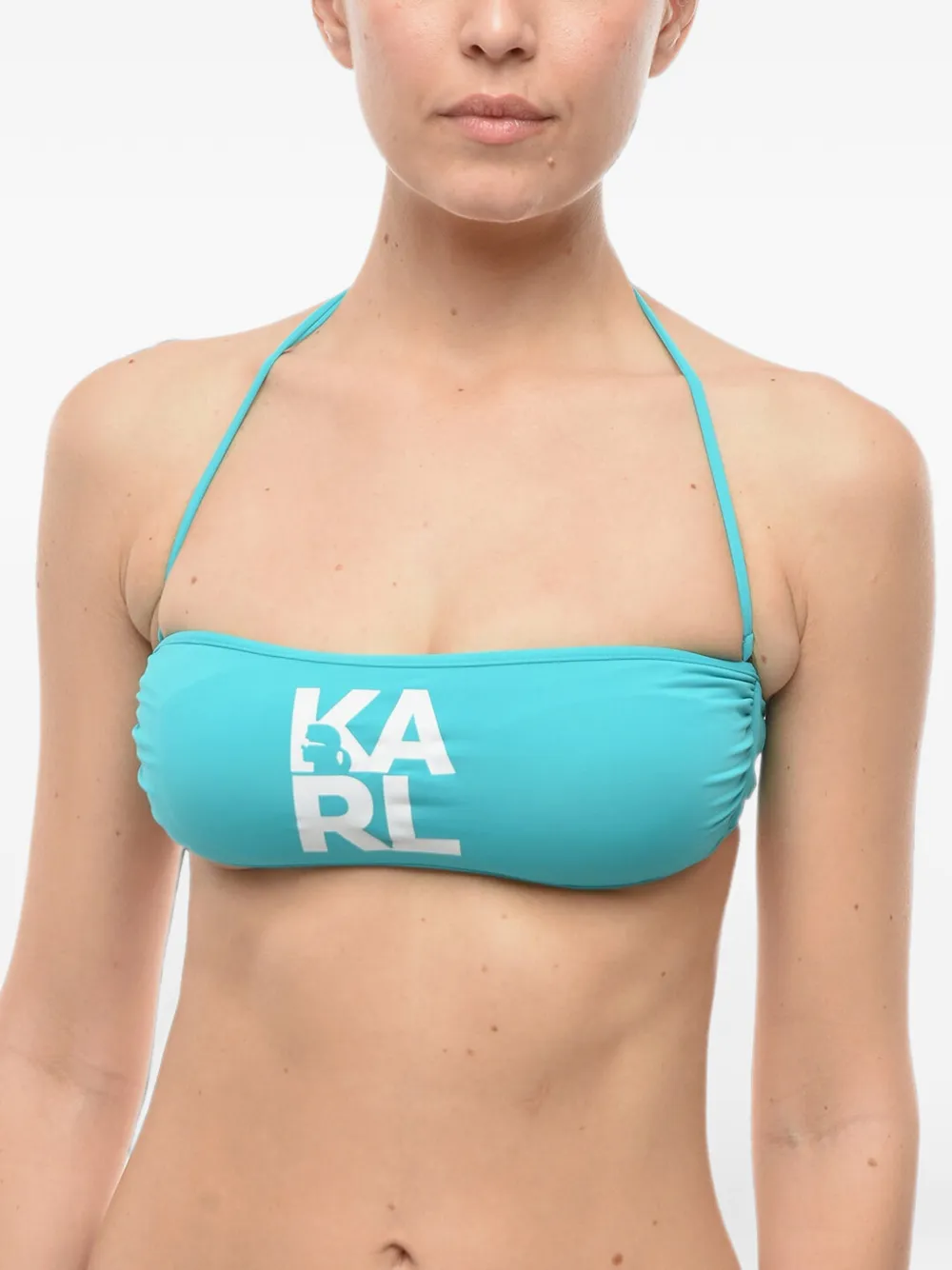 Karl Lagerfeld Bikinioberteil mit Logo-Print - Blau