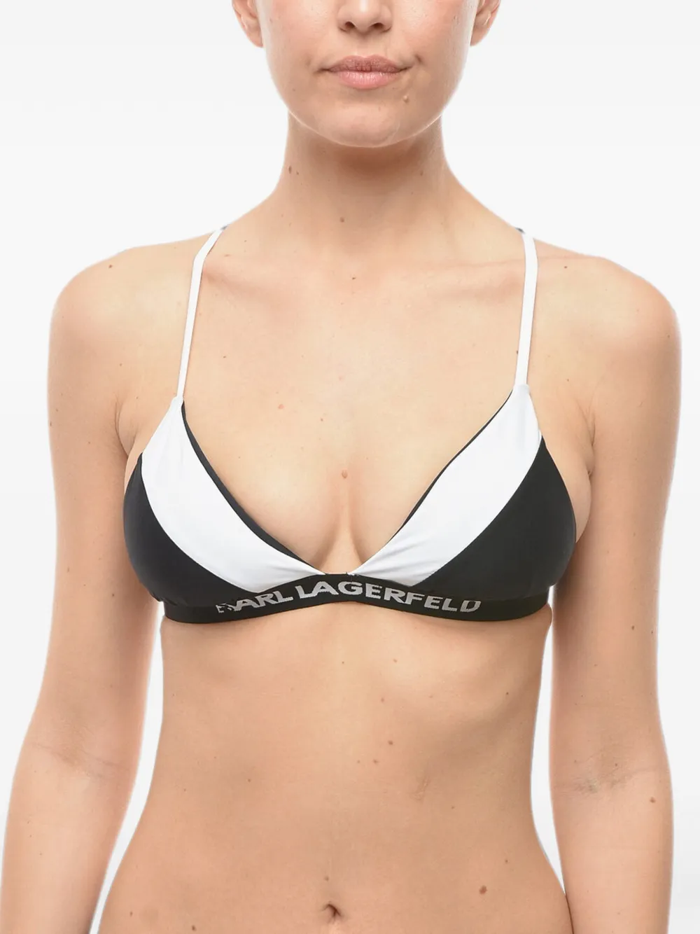 Karl Lagerfeld two-tone triangle bikini top - Schwarz
