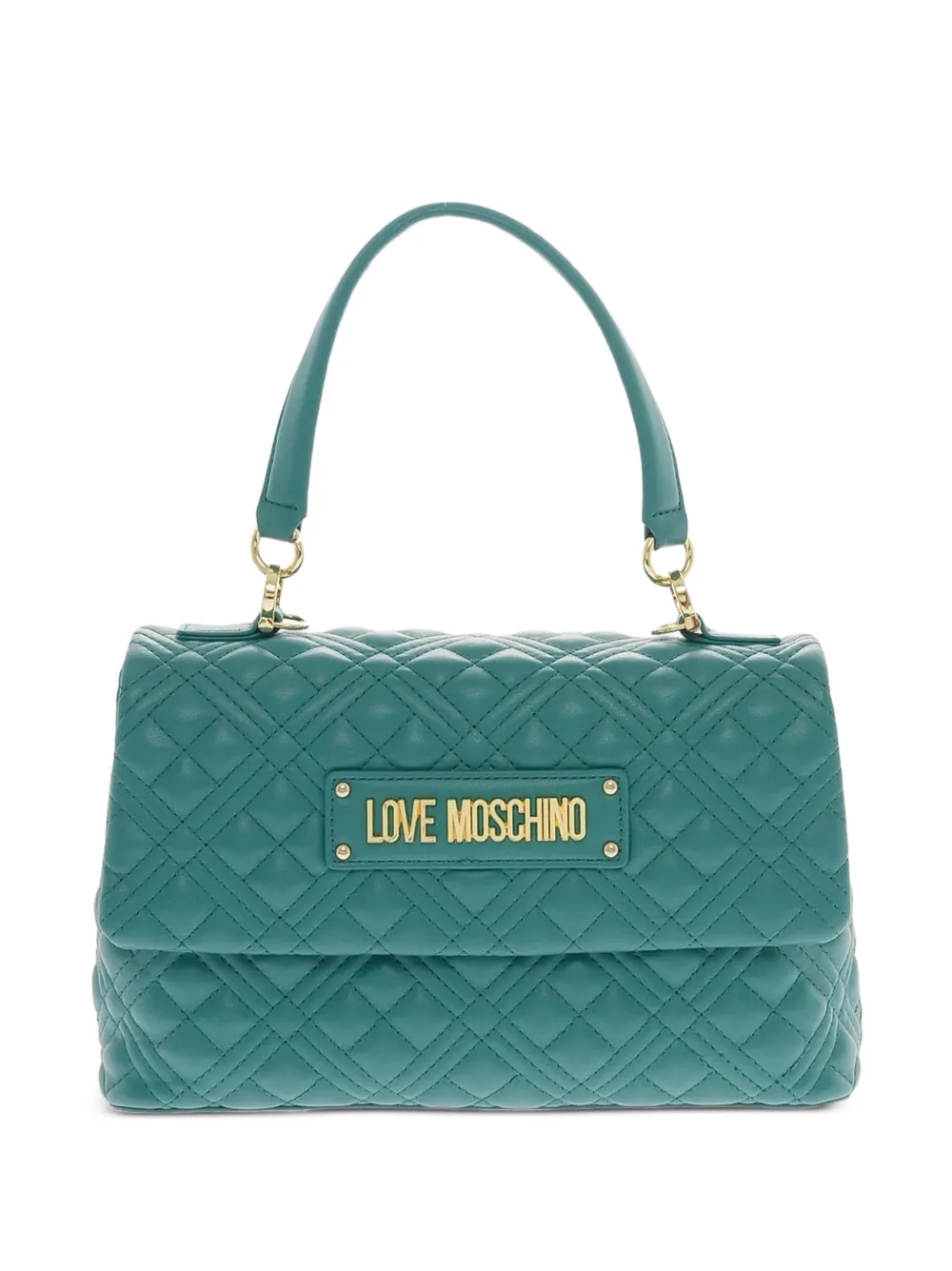 Moschino quilted logo-plaque small bag - Green