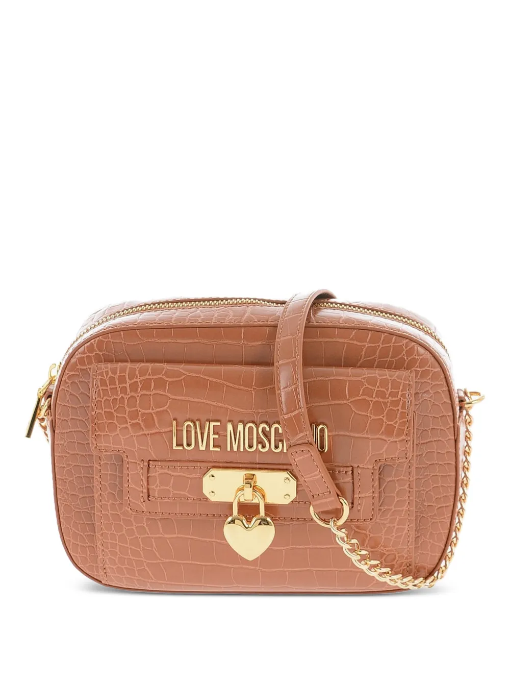 Love Moschino crocodile-effect cross body bag - Braun