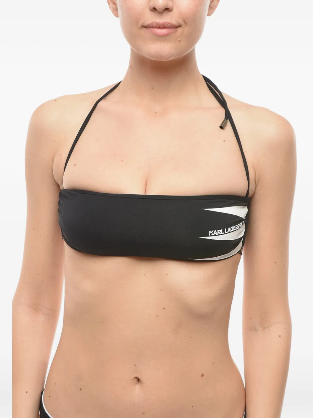 Karl Lagerfeld logo-print bandeau bikini top - Black