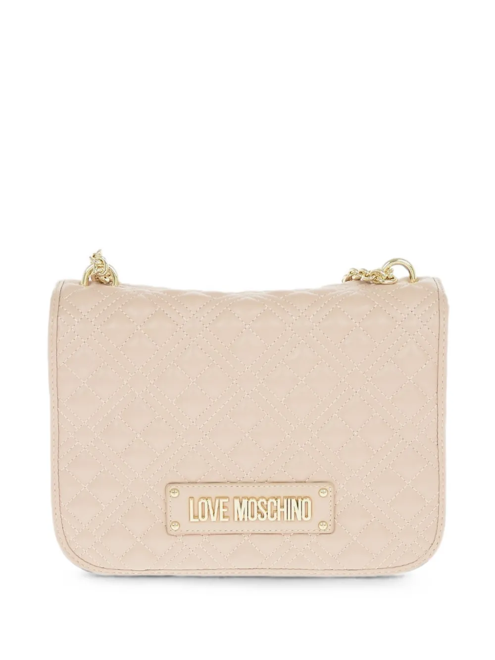 Moschino quilted logo-plaque shoulder bag - Neutrals