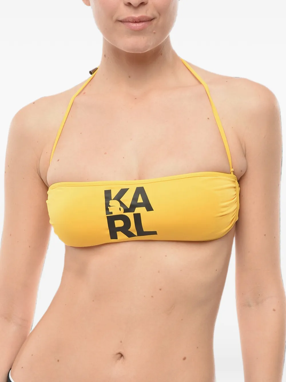 Karl Lagerfeld Bikinioberteil mit Logo-Print - Gelb