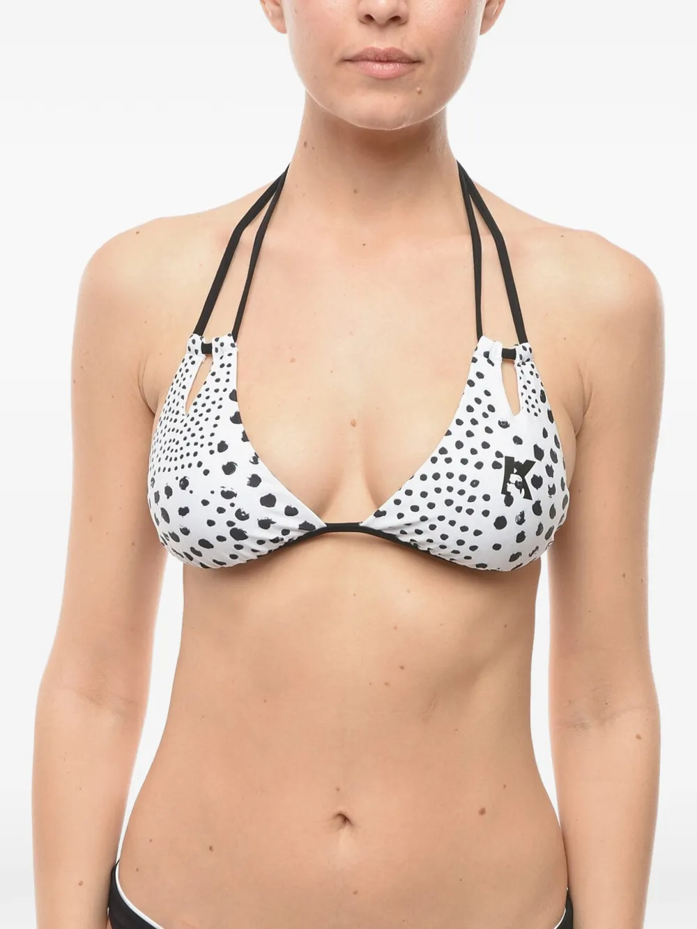 Karl Lagerfeld printed cut-out bikini top - White