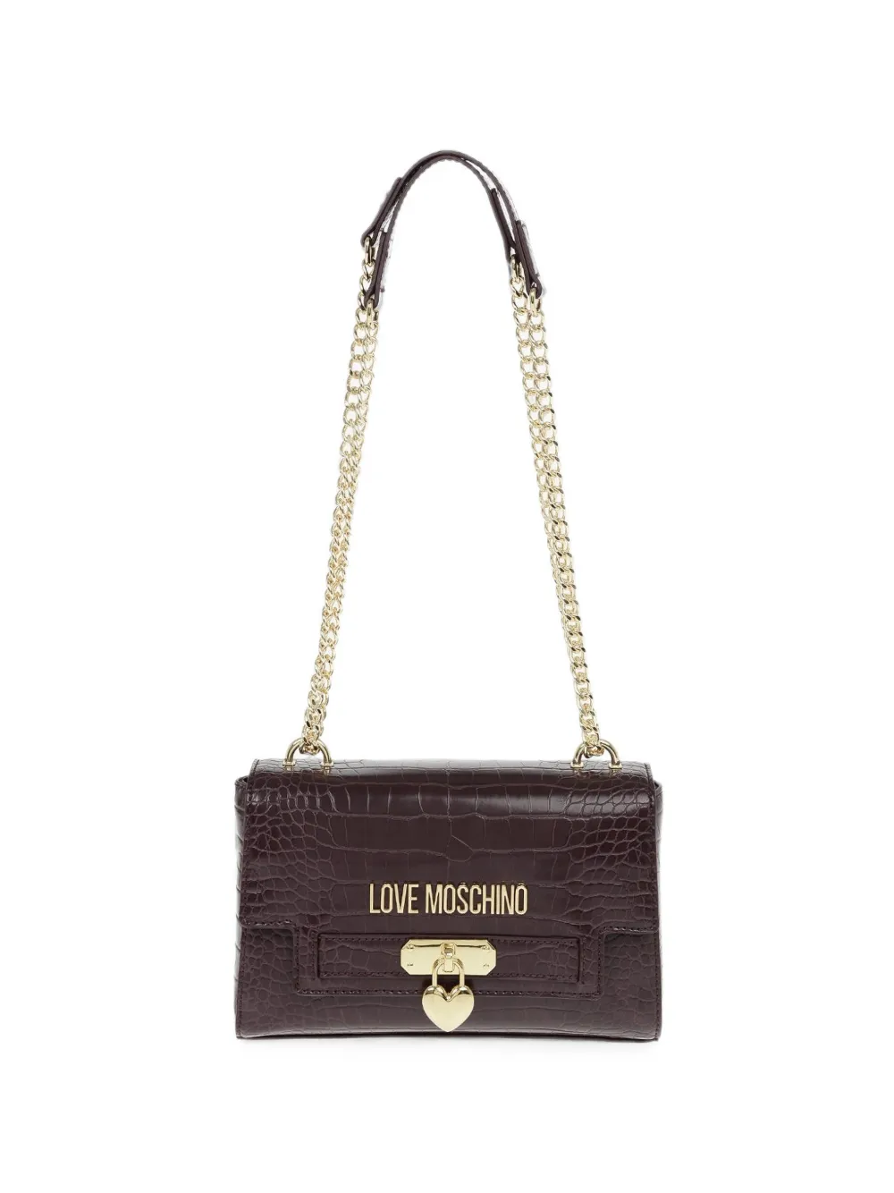 Moschino crocodile-effect shoulder bag - Brown