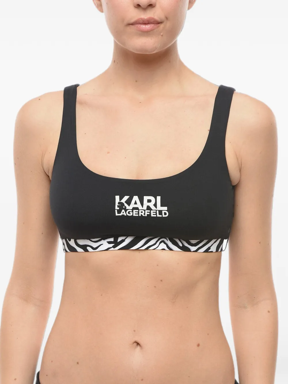 Karl Lagerfeld Bikinioberteil mit Animal-Print - Schwarz