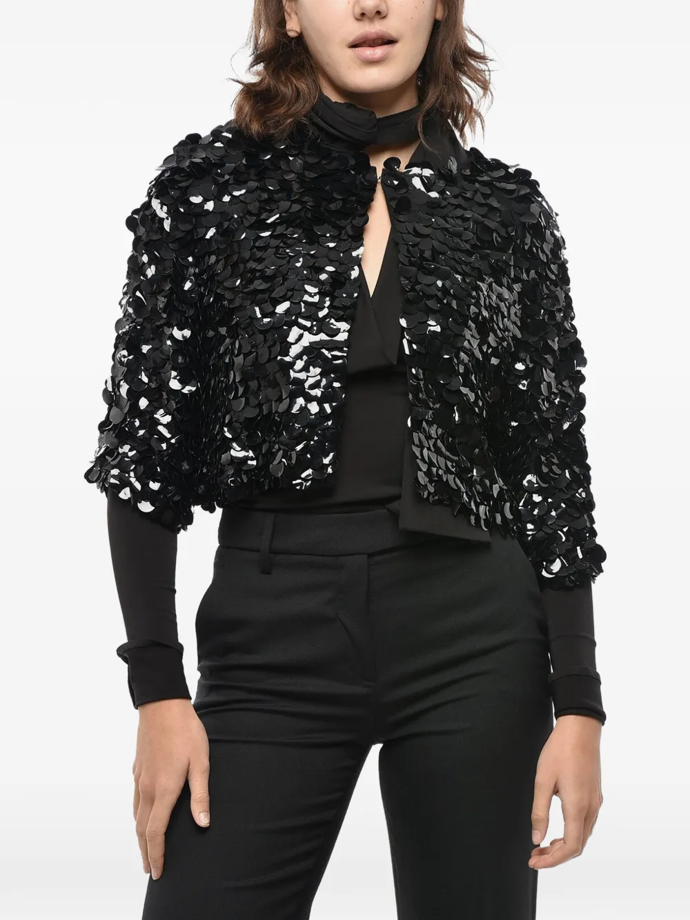 P.A.R.O.S.H. sequin-embellished cropped jacket - Black