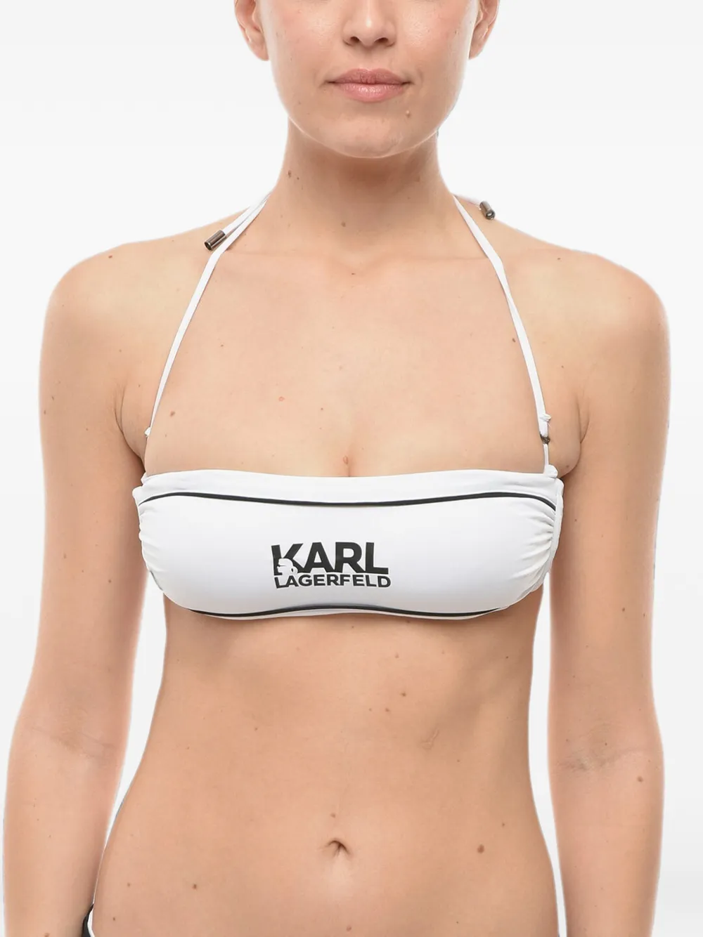 Karl Lagerfeld Bikinioberteil mit Logo-Print - Weiß