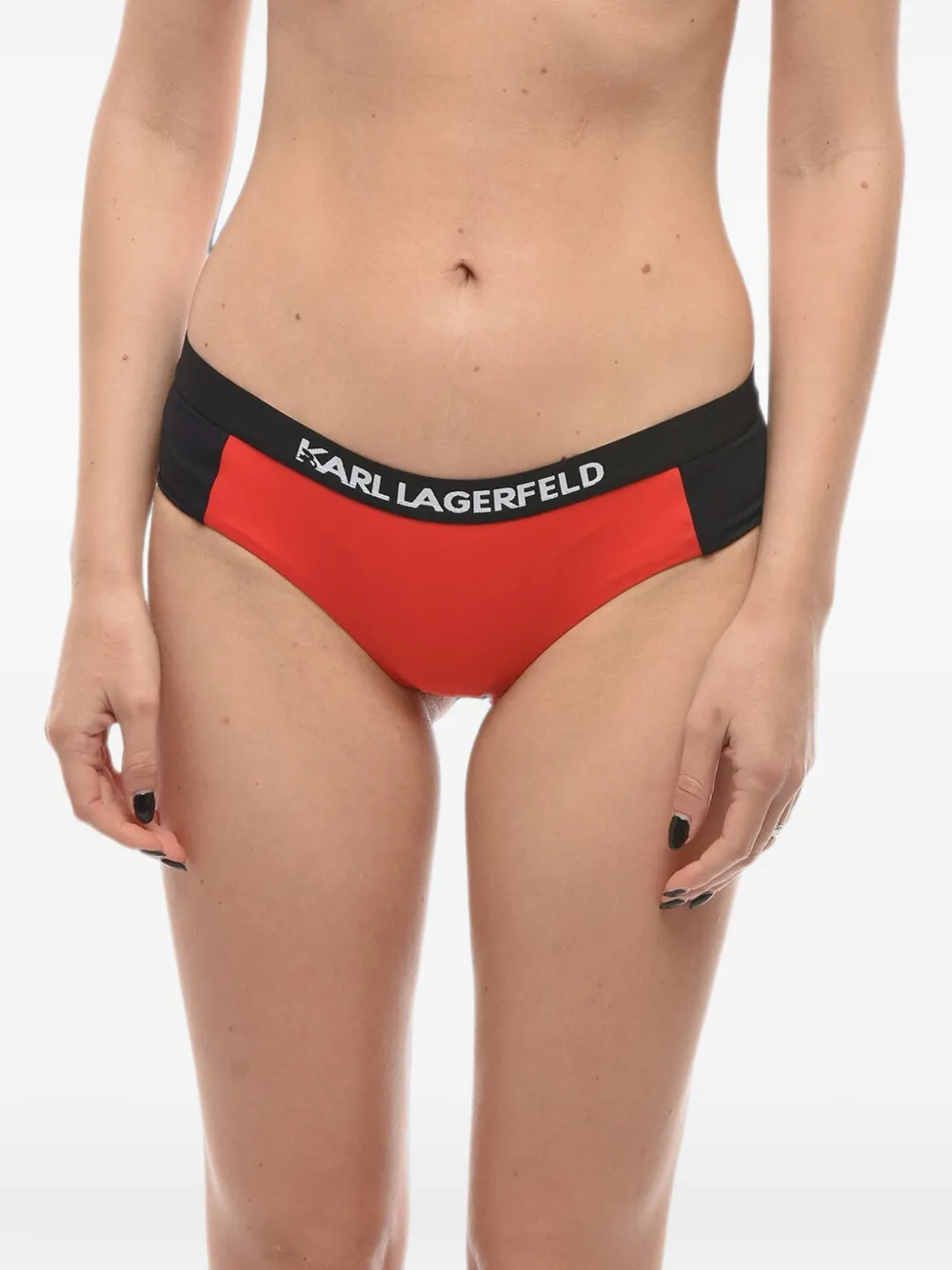Karl Lagerfeld Bikinihöschen mit Logo-Bund - Rot