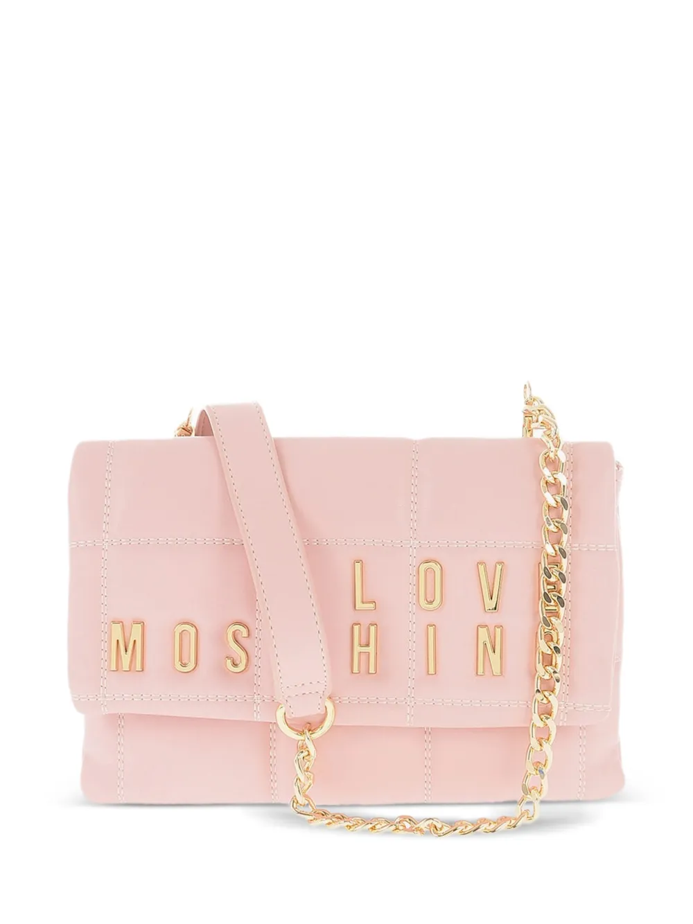 Moschino quilted logo shoulder bag - Rosa