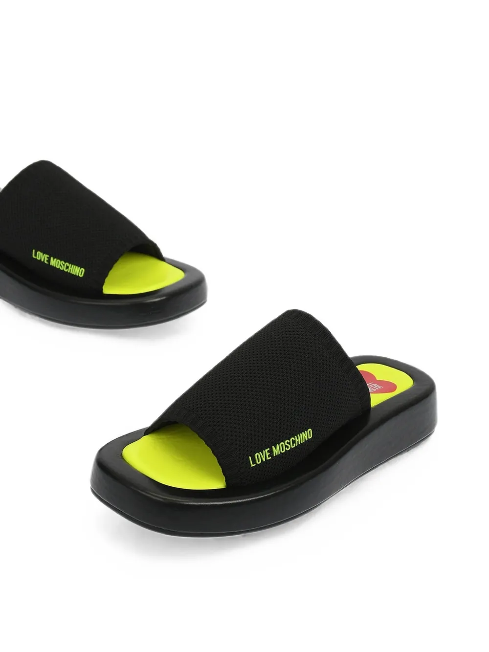 Moschino logo-print knit sandals Zwart