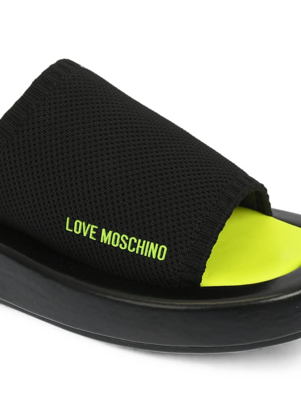 Moschino logo-print knit sandals Zwart