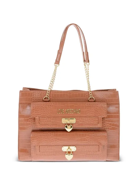 Moschino crocodile-effect Love tote bag