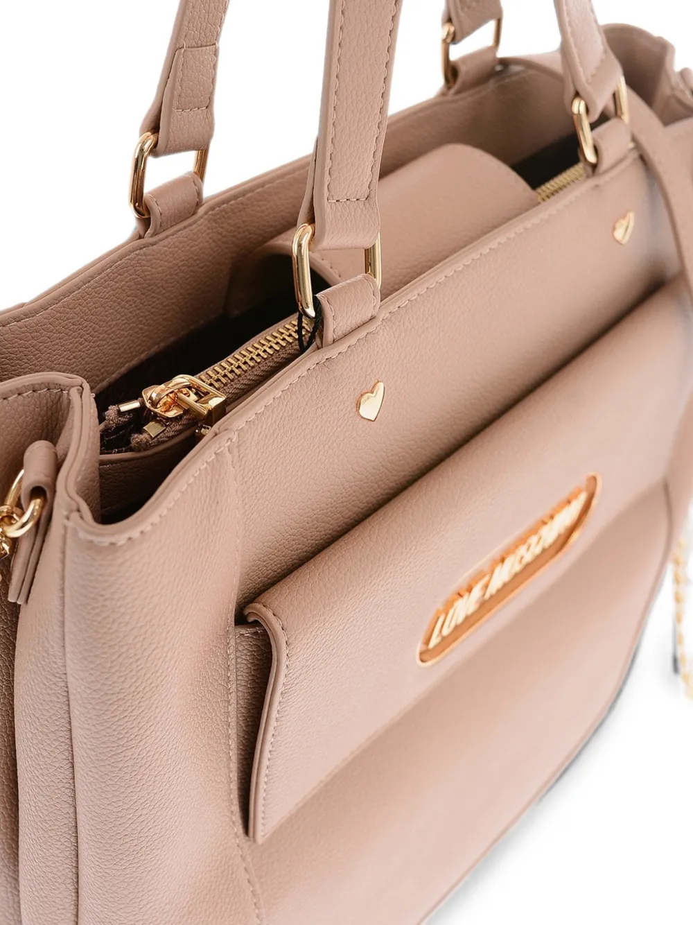 Moschino logo-plaque tote bag Beige