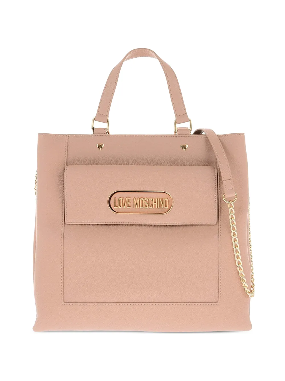 Moschino logo-plaque tote bag - Neutrals