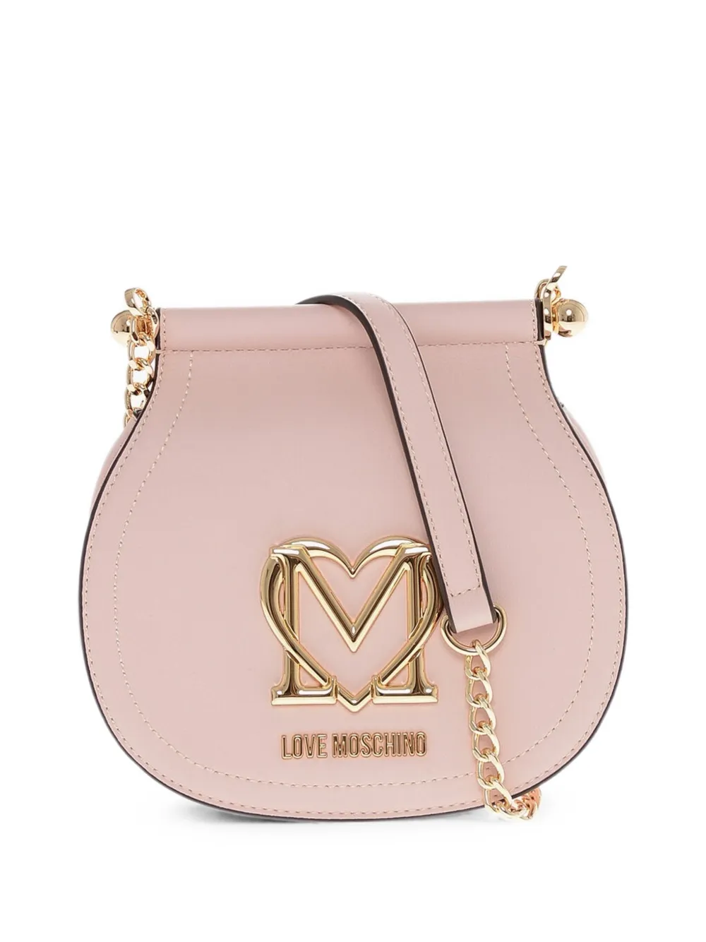 Moschino logo-plaque chain-strap crossbody bag - Rosa