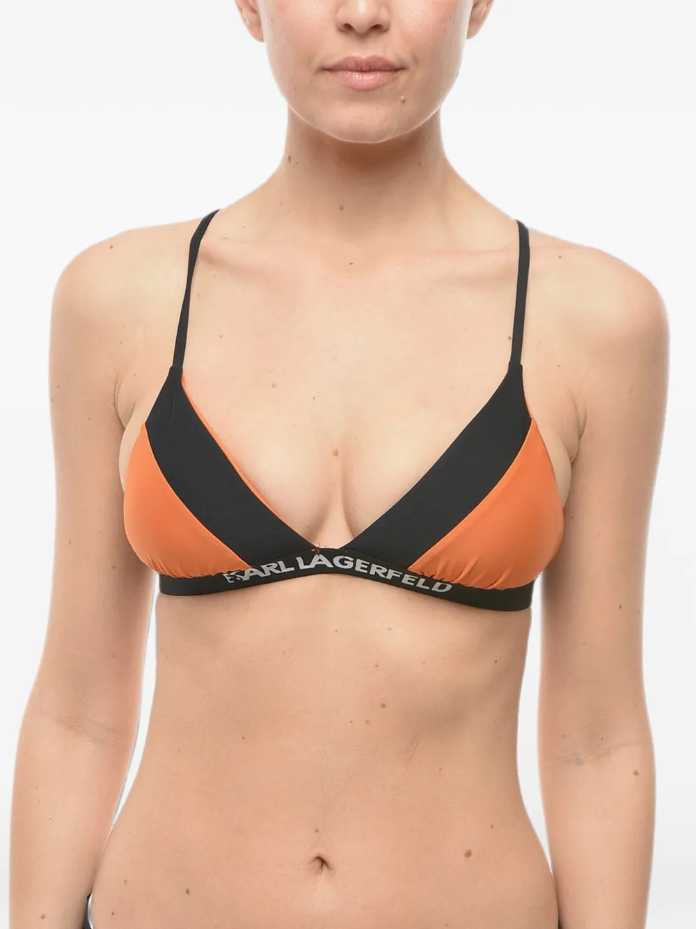Karl Lagerfeld Triangel-Bikini mit Logo-Print - Orange