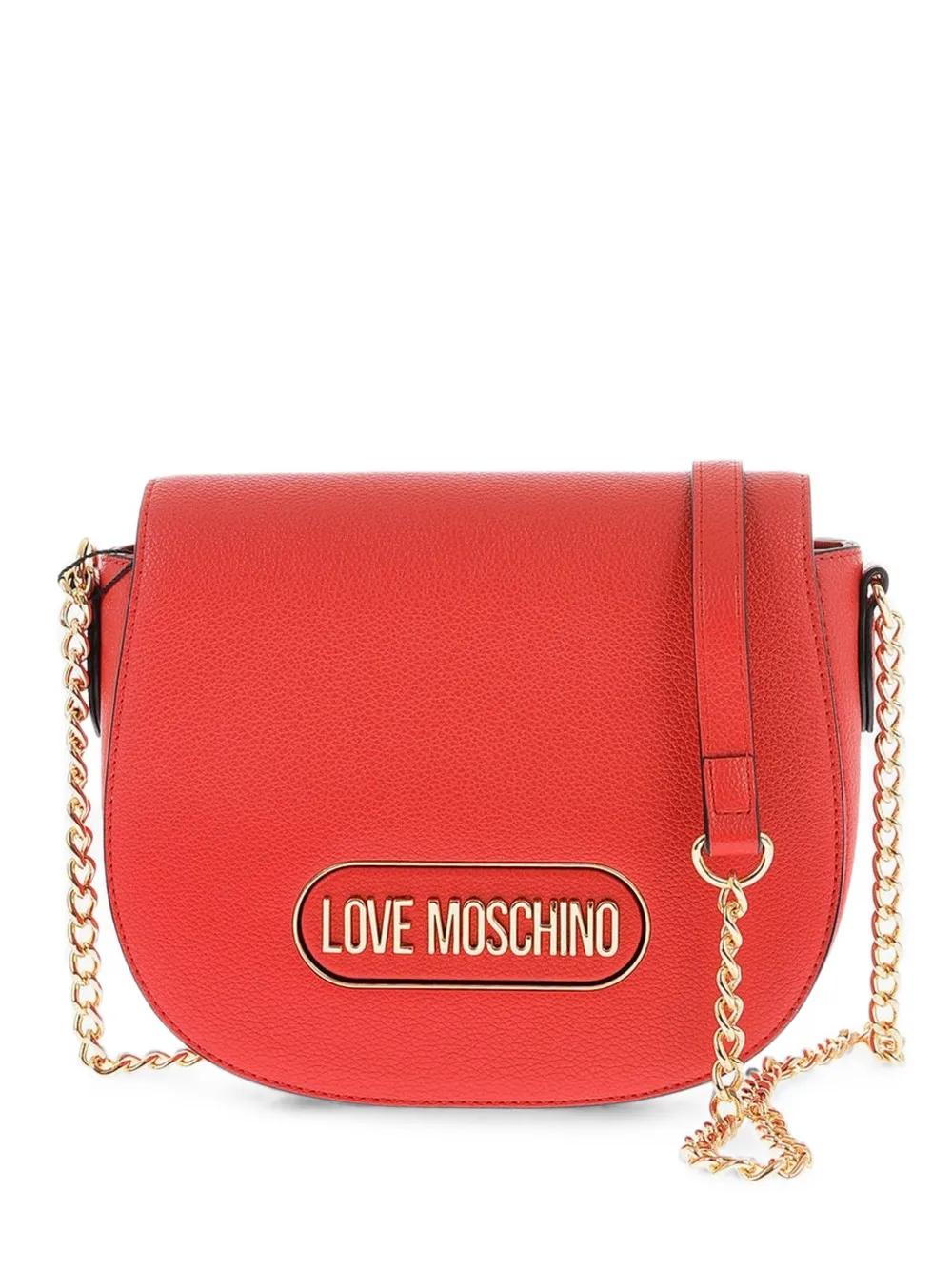 Moschino logo-plaque chain-strap shoulder bag - Red