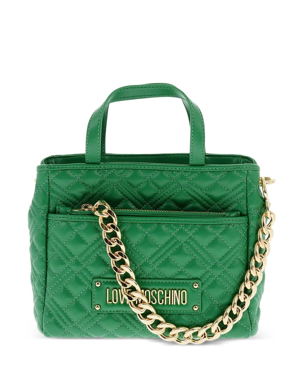 Love Moschino quilted logo-plaque tote bag - Green