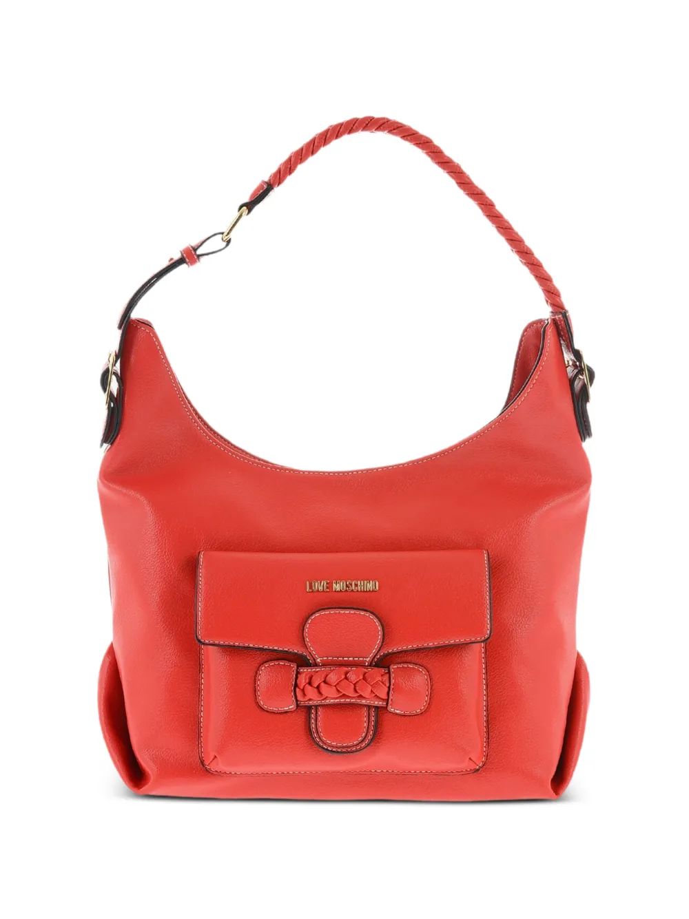 Moschino braided-handle bucket bag - Red