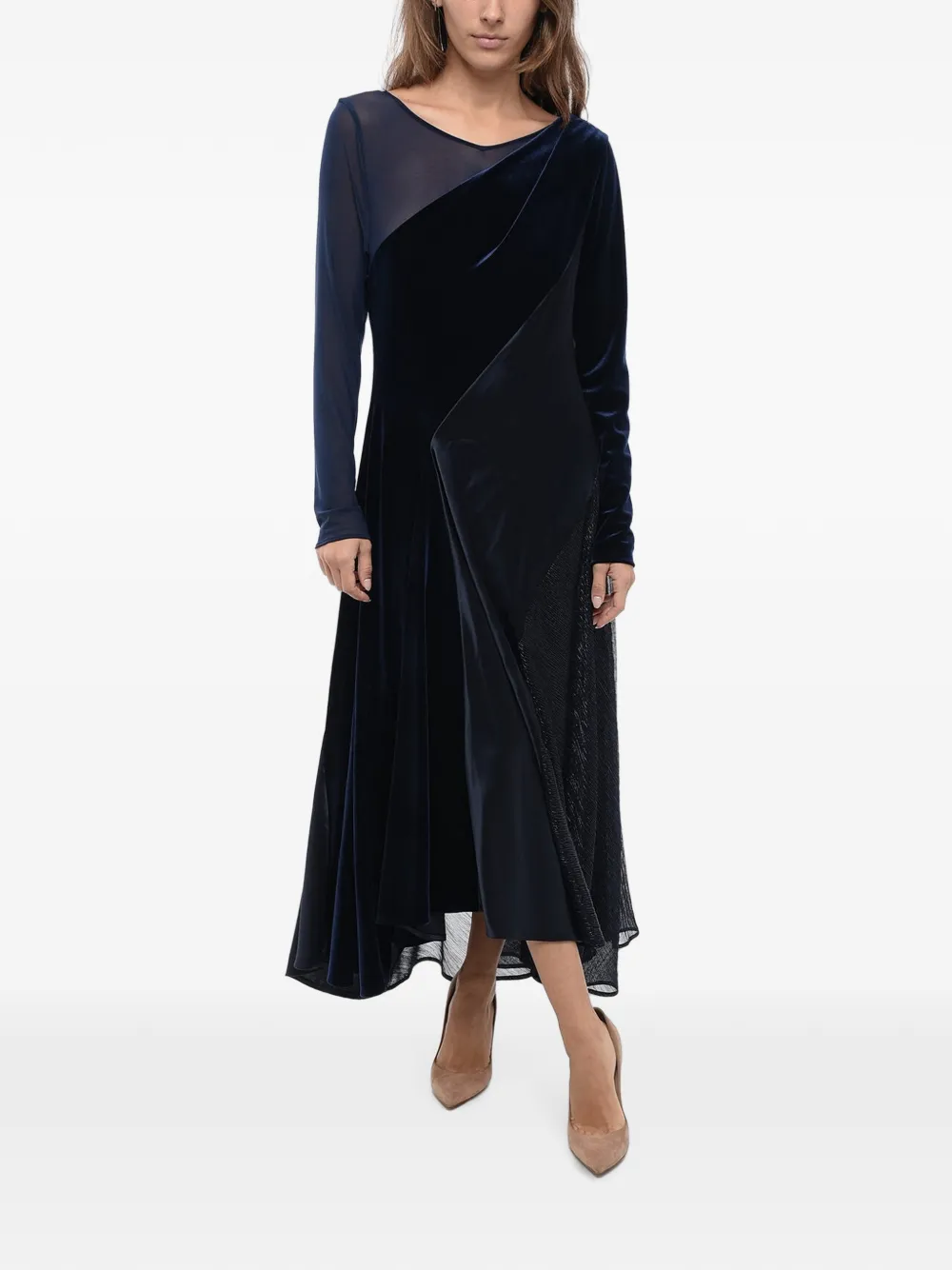 Talbot Runhof satin velvet maxi dress - Blue