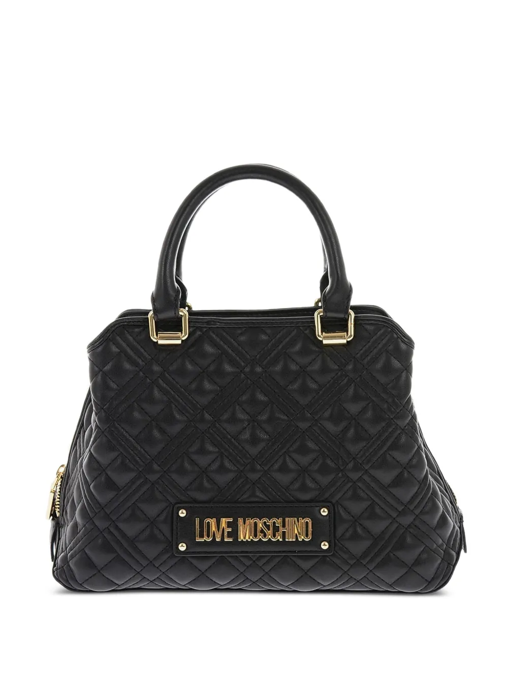 Moschino quilted logo-plaque tote bag - Black