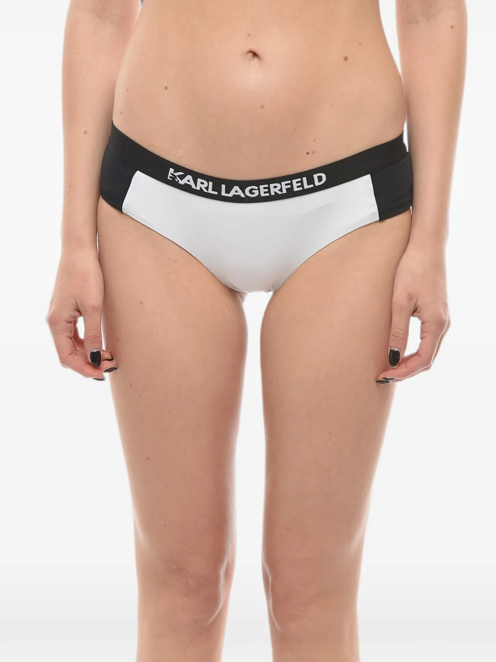 Karl Lagerfeld Bikinihöschen mit Logo-Bund - Weiß