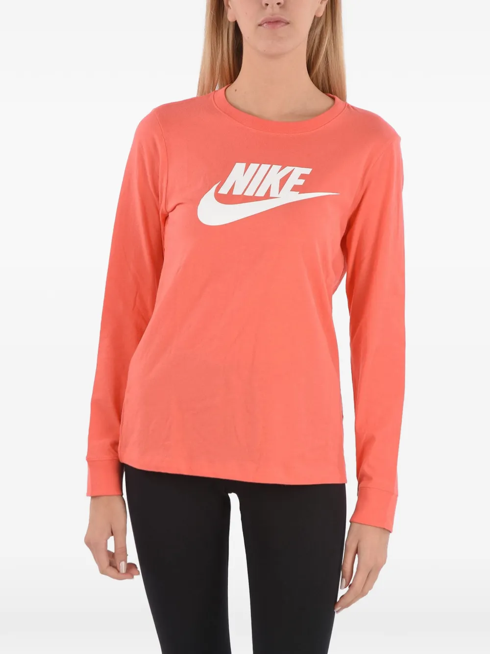 Nike Logo-print Long-sleeve T-shirt In Orange