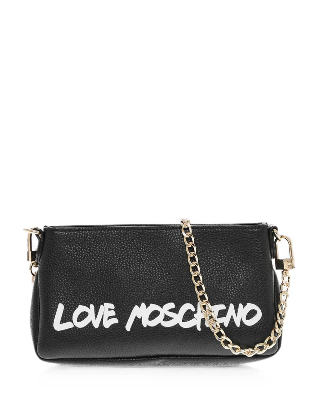 Moschino graffiti-print textured-leather cross body bag - Schwarz