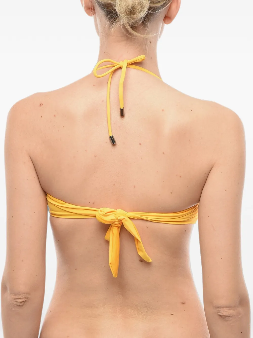 Karl Lagerfeld logo-print bandeau bikini top Geel