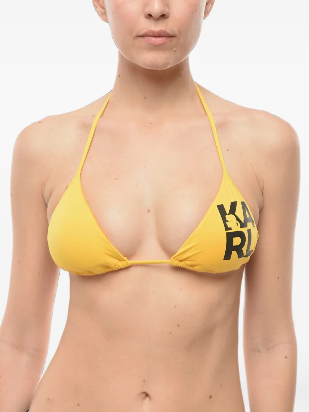 Karl Lagerfeld logo-print triangle bikini top - Gelb