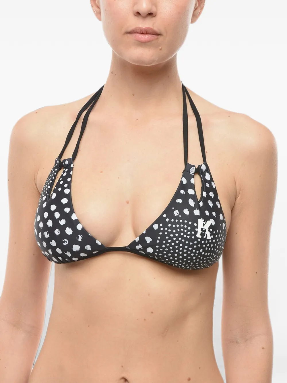 Karl Lagerfeld Triangel-Bikini mit Logo-Print - Schwarz