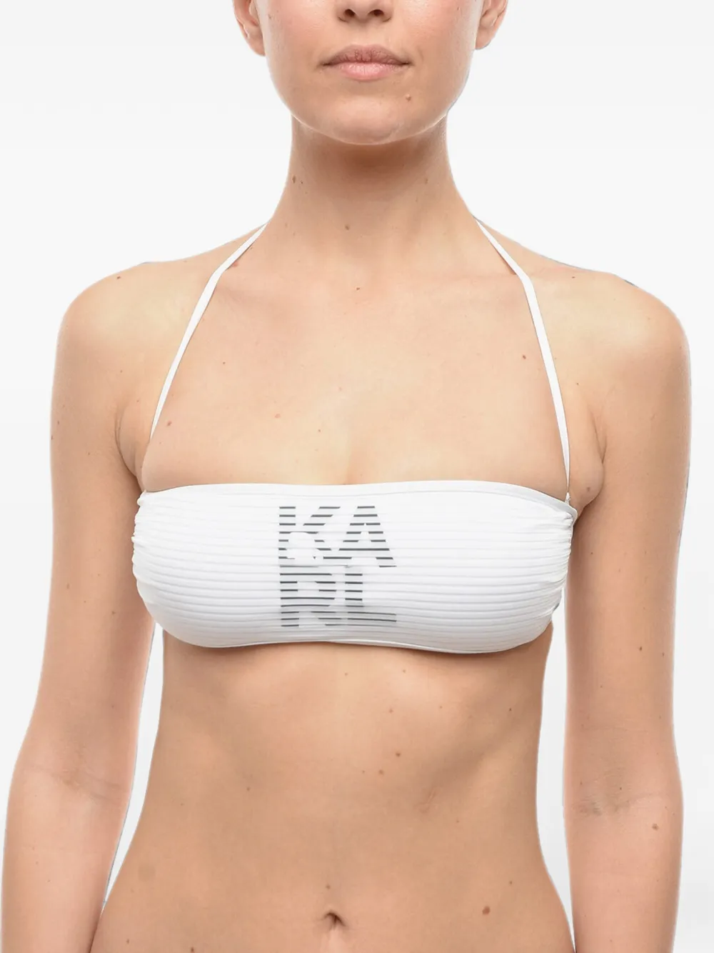 Karl Lagerfeld Bikinioberteil mit Logo-Print - Weiß