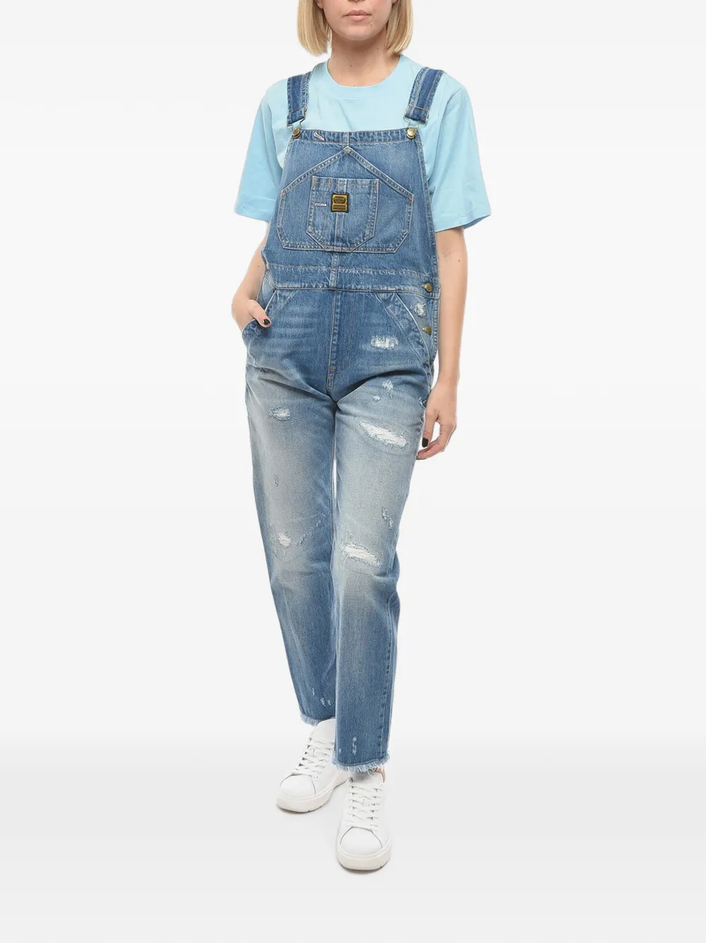 Washington Dee Cee distressed logo-patch dungarees - Blau