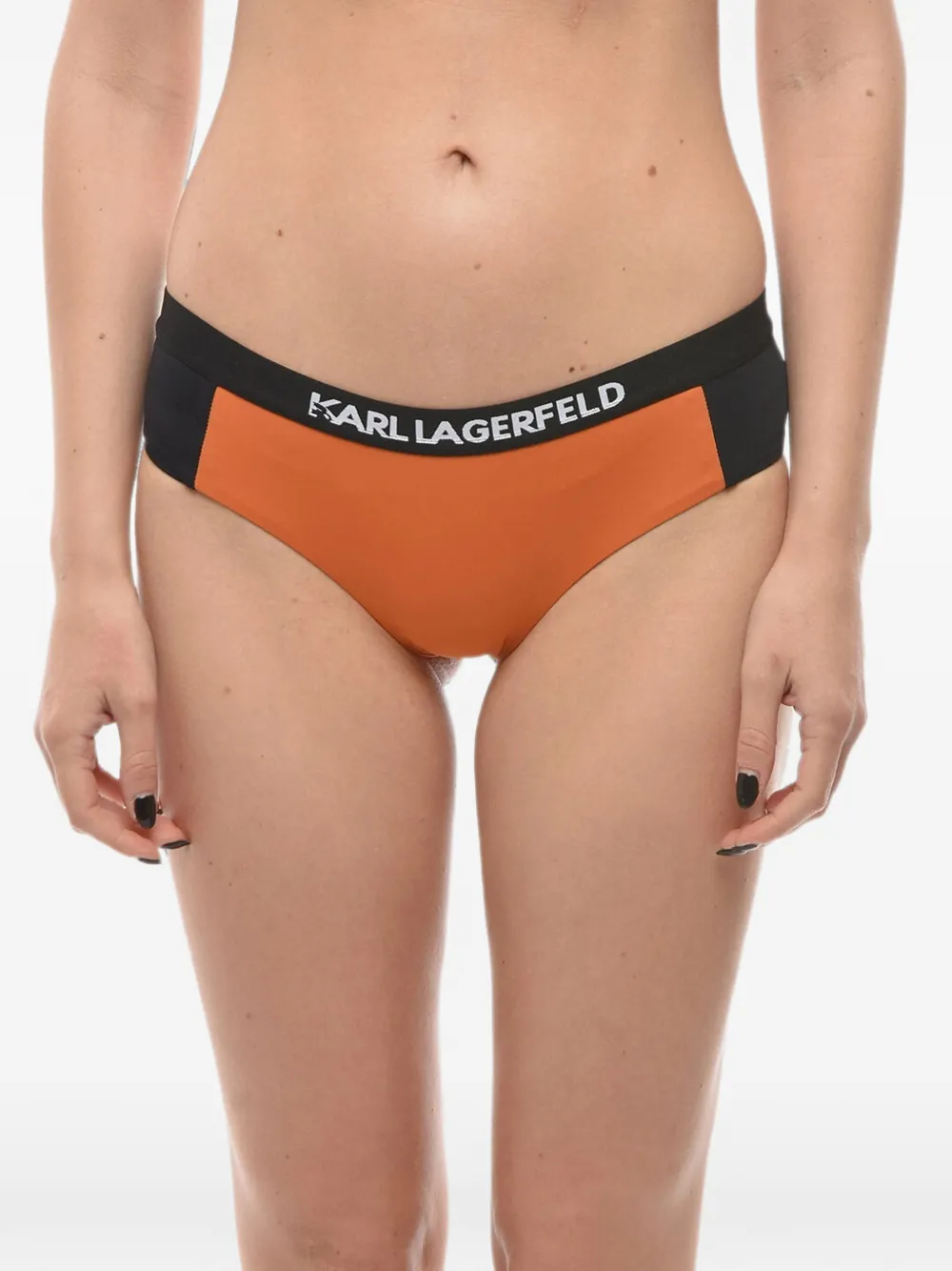 Karl Lagerfeld Bikinihöschen mit Logo-Bund - Orange