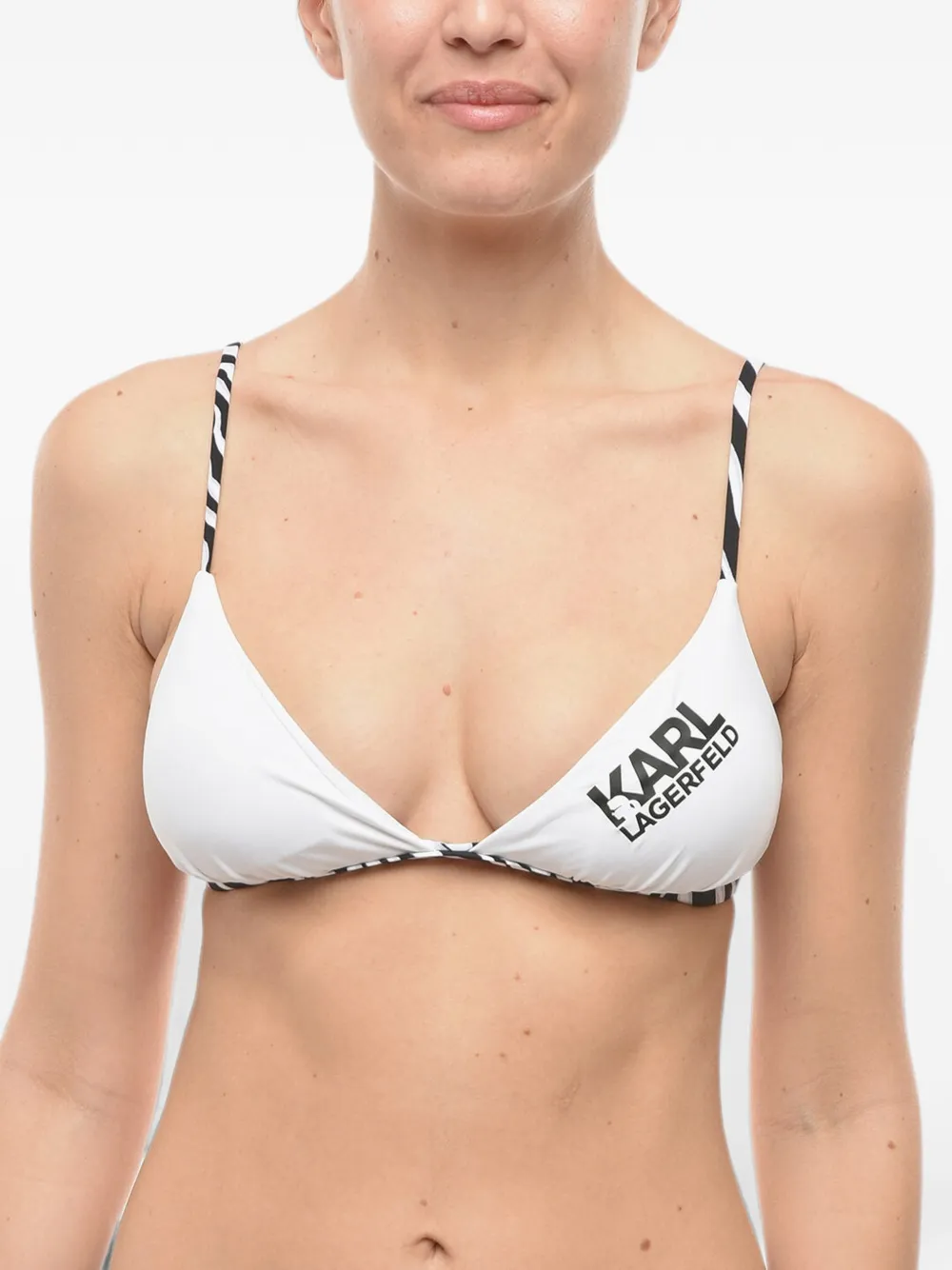 Karl Lagerfeld Triangel-Bikinioberteil mit Animal-Print - Weiß