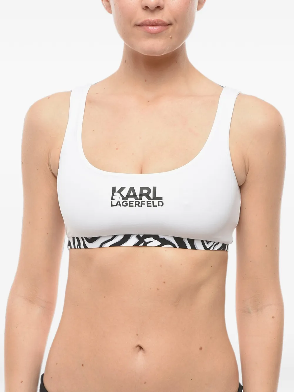 Karl Lagerfeld Bikinioberteil mit Logo-Print - Weiß