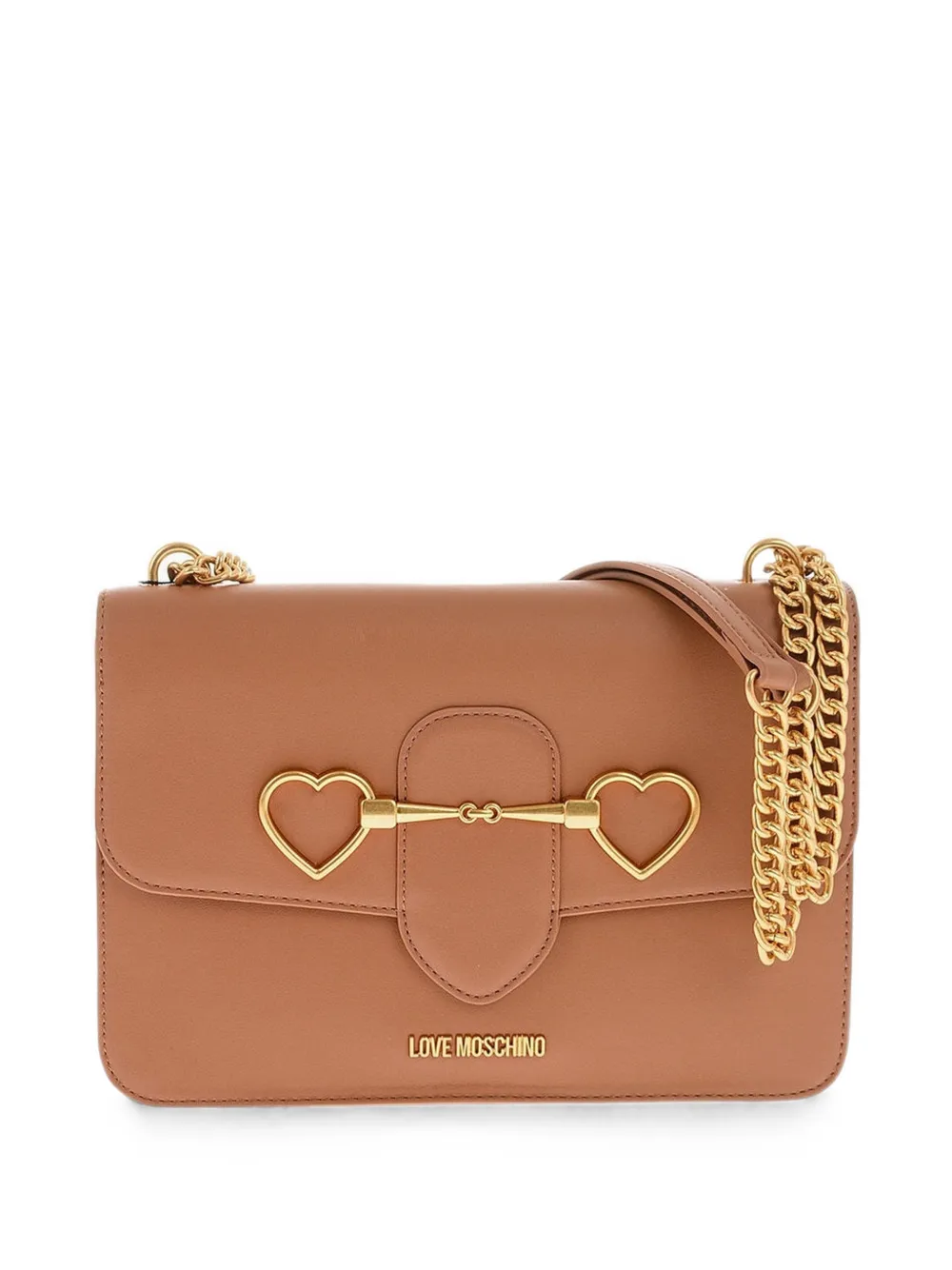 Moschino heart-motif chain-strap shoulder bag - Brown